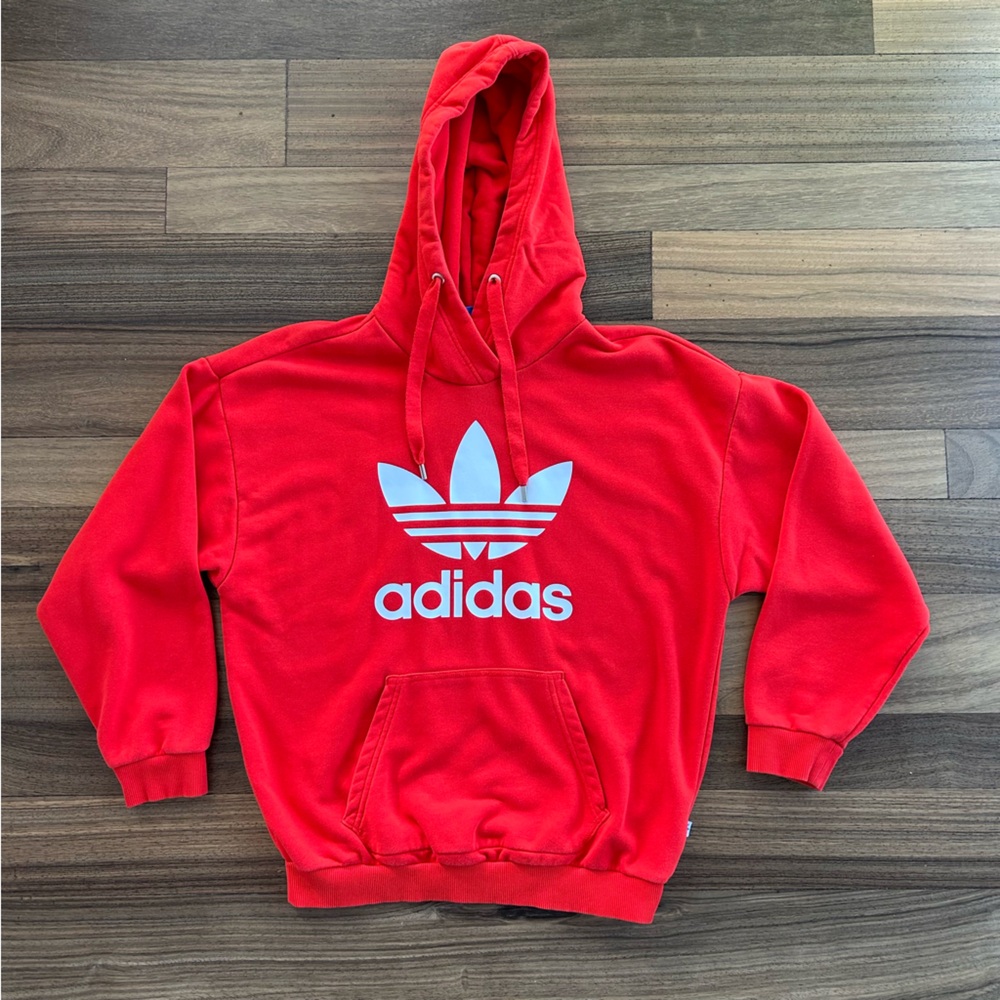 Adidas Red Hoodie with Trefoil Logo